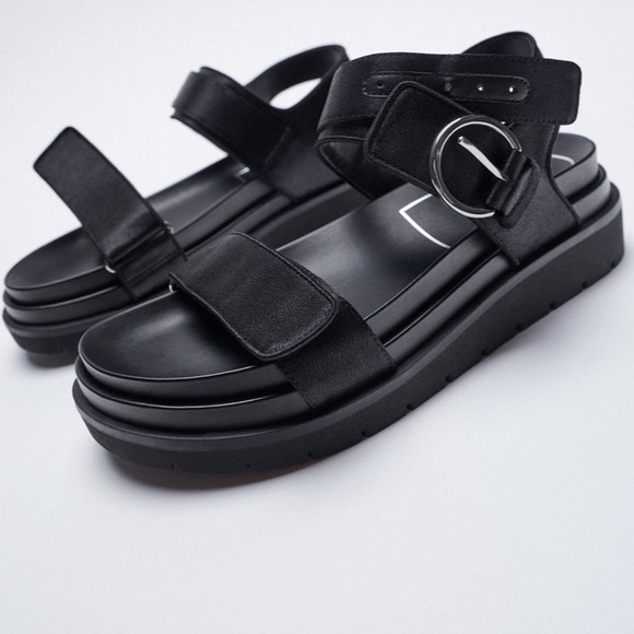 zara platform sandals black
